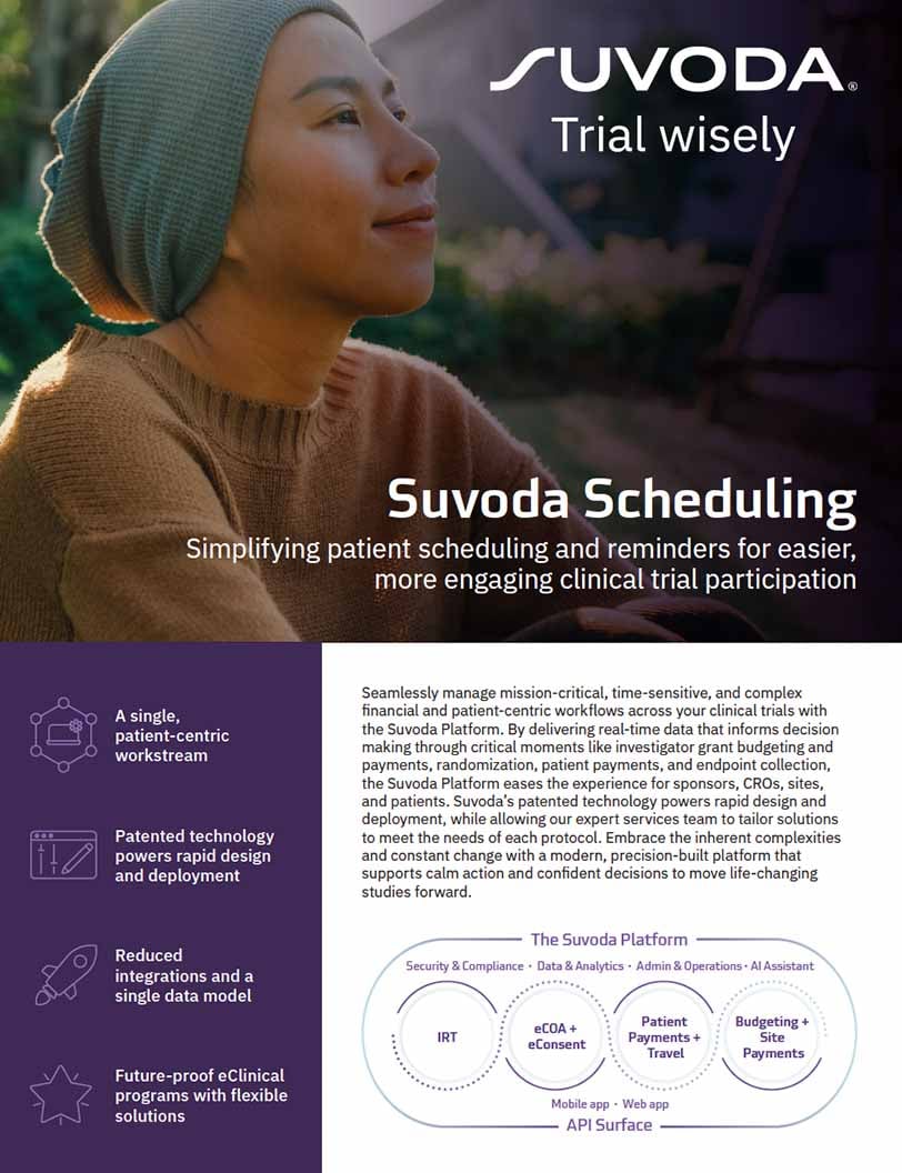 Suvoda Scheduling for clinical trials